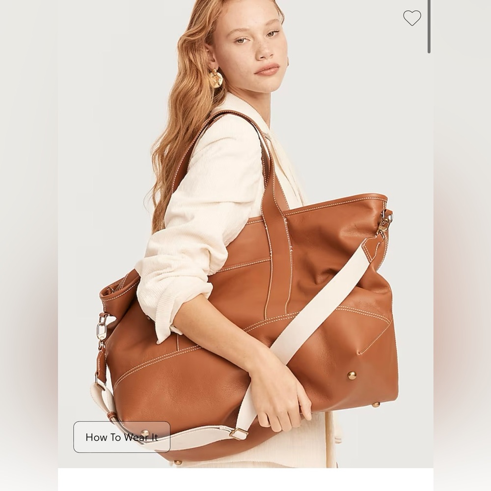 J. Crew Tan Leather Travel Bag